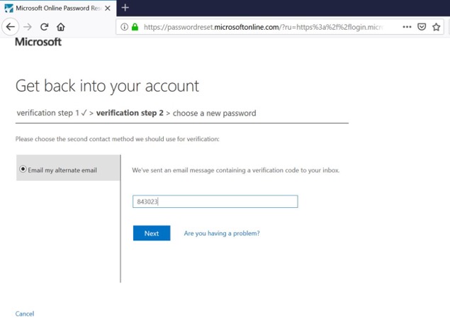 office 365 password reset admininstrator email