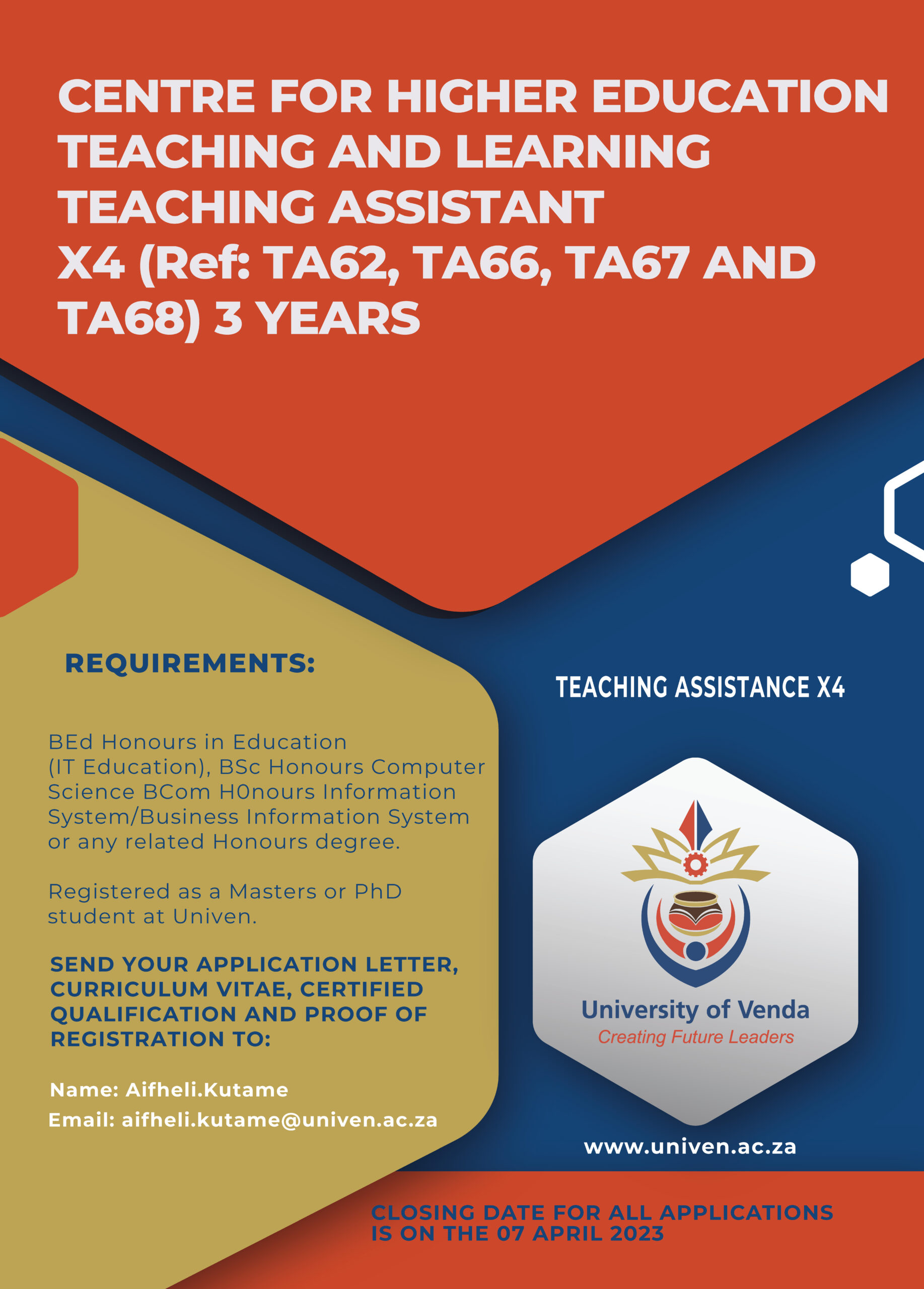 CENTRE FOR HIGHER EDUCATION TEACHING AND LEARNING TEACHING ASSISTANT X4